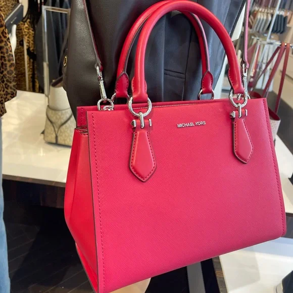 MICHAEL KORS Marilyn Medium Saffiano Leather Satchel
Dark Raspberry 
NWT - Picture 5 of 16